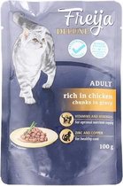 Freija Deluxe nat kattenvoer voor 1 jaar +.  Rijk in kippenvlees 100 g    1x22 zakjes van 100gr elk= 2.2 kg aan natvoer