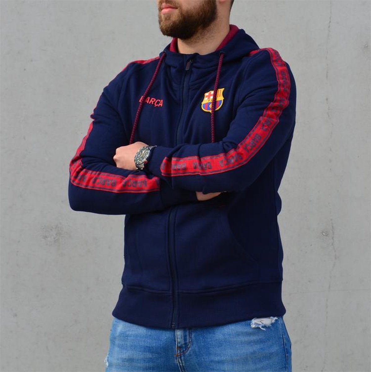 FC Barcelona hoodie met rits - volwassenen - maat XXL - blauw