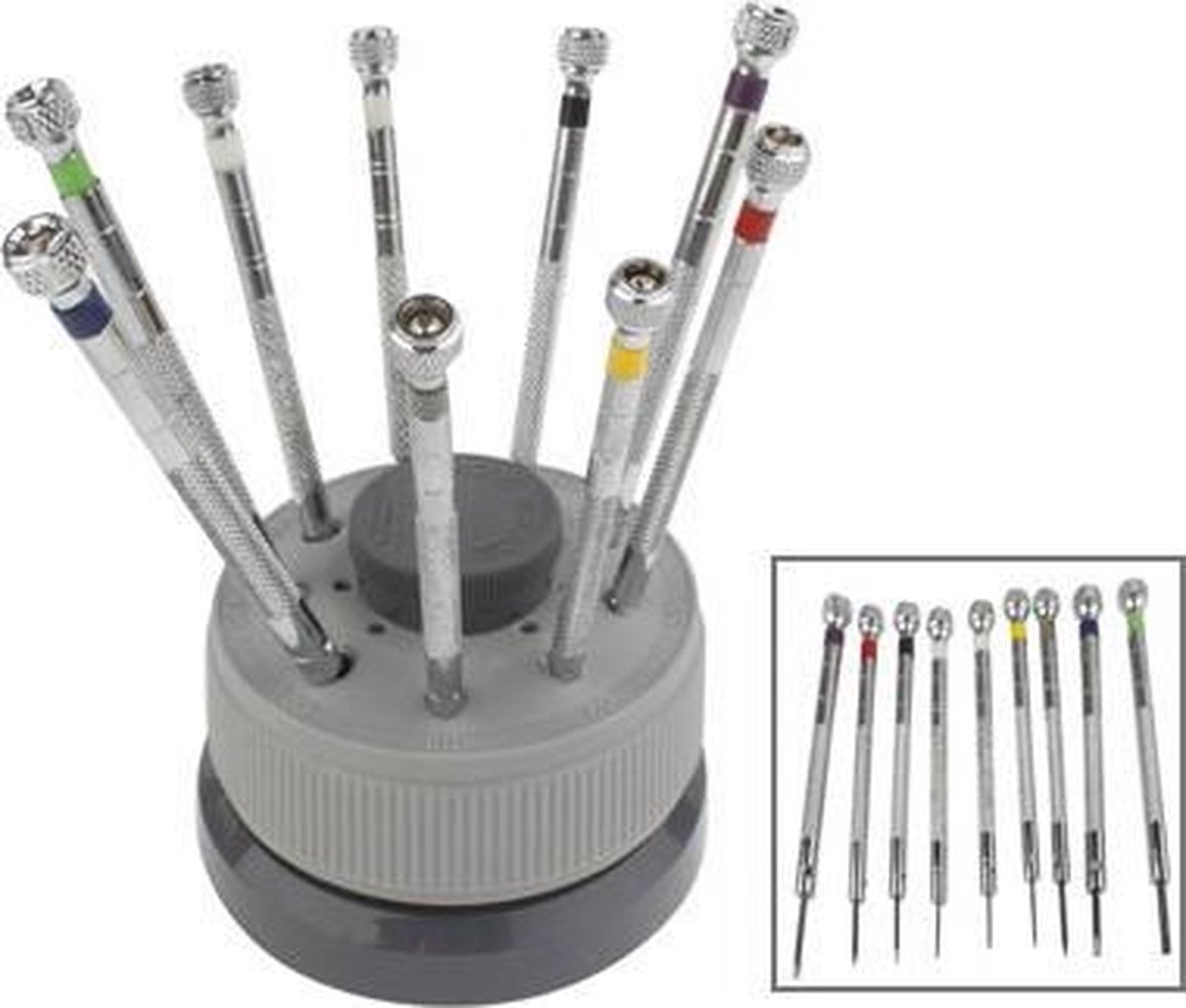 9 PCS 0,5 mm-2,5 mm horloge reparatie schroevendraaier gereedschap set kit  (zilver) | bol.com