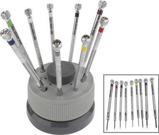 9 PCS 0,5 mm-2,5 mm horloge reparatie schroevendraaier gereedschap set kit  (zilver) | bol.com