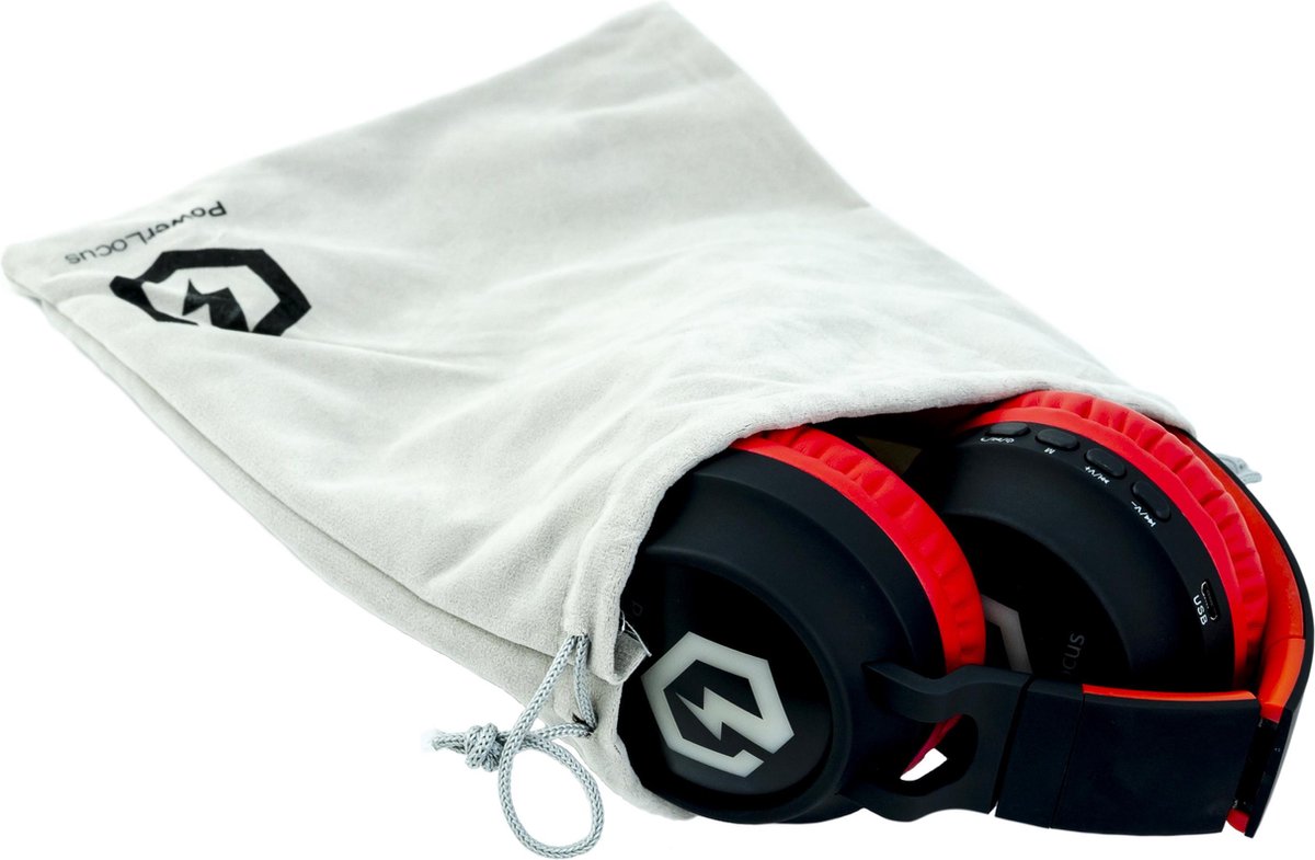 PowerLocus Buddy Draadloze On-Ear Koptelefoon voor Kinderen, LED lampjes, 85db Limiet, met Microfoon, Micro SD poort - Zwart/Rood – foto 8