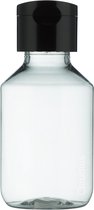 Lege Plastic Fles 100 ml PET transparant - met zwarte klepdop - set van 10 stuks - Leeg