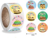 Sluitsticker Sticker Happy Birthday Birthdaycake - Taart - 6 assorti - Sluitzegel | Envelop - Traktatiezakje - | Envelop sticker | Cadeau - Gift - Cadeauzakje - Traktatie - Kado -