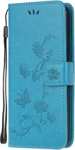 Xiaomi Poco X3 Hoesje - Bloemen Book Case - Blauw