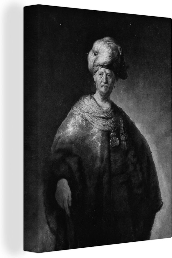 Canvas Schilderij Man in oriëntaalse kleding - Rembrandt van Rijn - 30x40 cm - Wanddecoratie