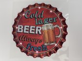 Retro sticker Cold lager beer met led verlichting