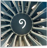 Dibond - Vliegtuigmotor  - 100x100cm Foto op Aluminium (Wanddecoratie van metaal)