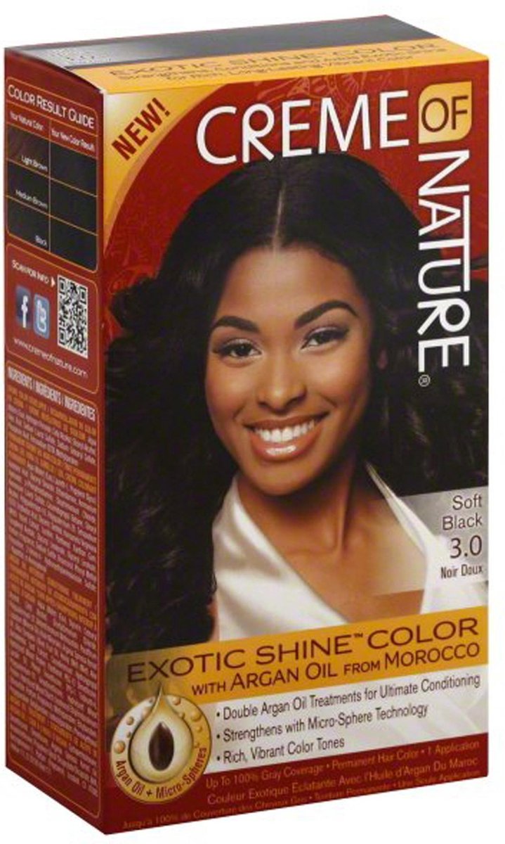 Permanente Kleur Argan Color Creme Of Nature Soft Black 3.0