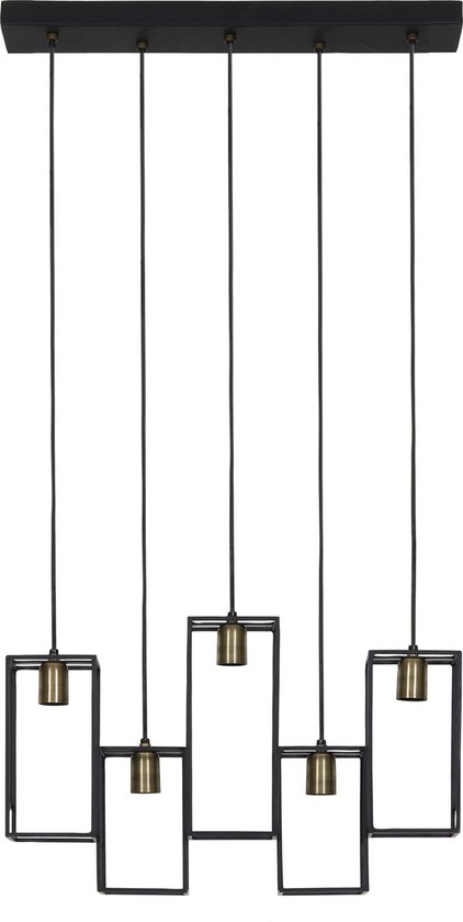 Light & Living Hanglamp Marley - Zwart - 60x15x57cm - 5L - Luxe - Hanglampen Eetkamer, Slaapkamer, Woonkamer