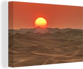 Un coucher de soleil sur les dunes de sable dans le désert toile 180x120 cm - Tirage photo sur toile (Décoration murale salon / chambre) XXL / Grand format!