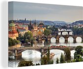 Image des ponts de Prague avec une toile de ville colorée 60x40 cm - Tirage photo sur toile (Décoration murale salon / chambre)