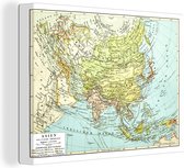 Canvas Wereldkaart - 80x60 - Wanddecoratie Klassieke wereldkaart Azië