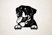 Wanddecoratie - Hond - Rottweiler 12 - S - 48x45cm - Zwart - muurdecoratie - Line Art