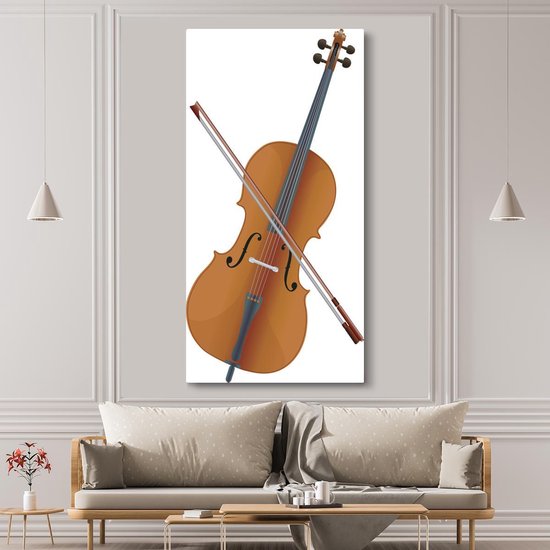 Un violon avec un archet sur feuille de musique Toile 80x60 cm