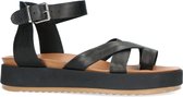 Sacha - Dames - Zwarte leren plateau sandalen - Maat 40