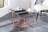 Table d'appoint Design set de 3 ELEMENTS 40cm cuivre anthracite