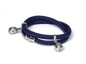 NIEUW - Jolla - dames wikkelarmband - zilver - touw - bedels -  Charm Rope - Donker Blauw