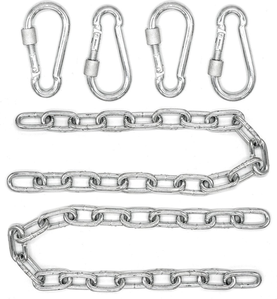 Set van 2: 230kg Ophangketting met 4 Karabiners - 50cm Ophanging voor Schommel Hangstoel Hangmat