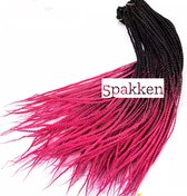 Box Braids Vlecht haar vlechthaar braiding hair crochet ZWART PINK OMBRÉ extensions