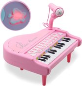 Roze Kinderpiano - Met microfoon - Multifunctioneel Keyboard - Meisjes - Educatief Speelgoed - Kinder Piano - 21x22x27.5cm