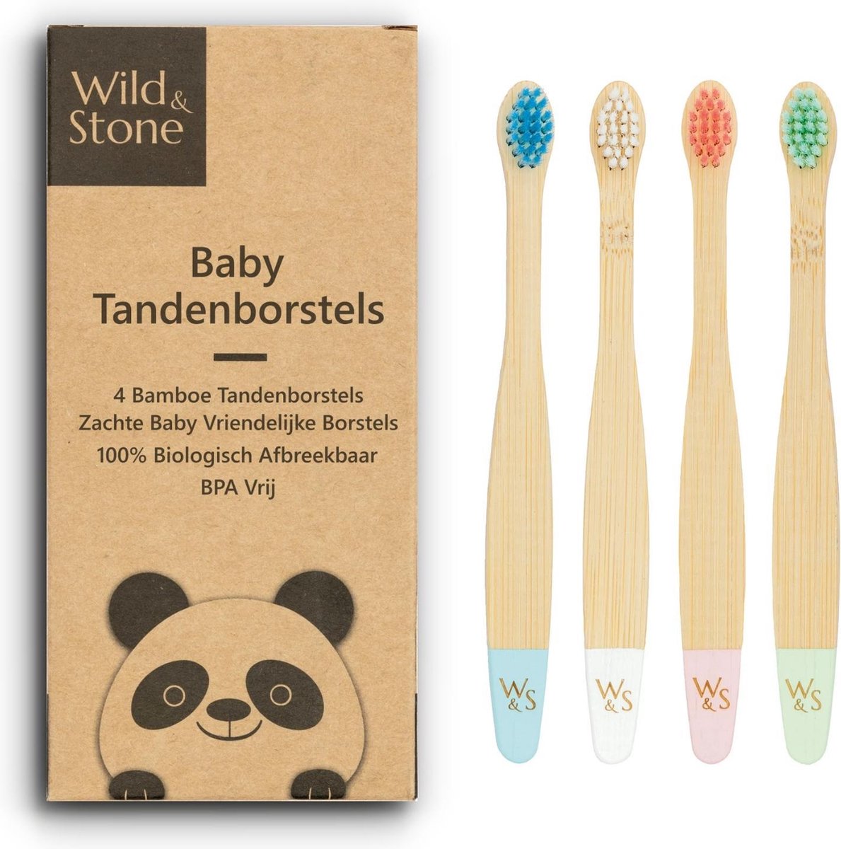 Wild & Stone – Bamboe Baby Tandenborstel – 4 Stuks - Soft – Zachte Haartjes - Kind – Peuter