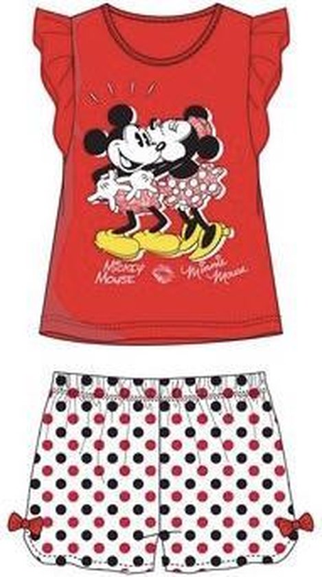 Disney Minnie Mouse set - Mickey & Minnie - rood - maat 122/128 (8 jaar)