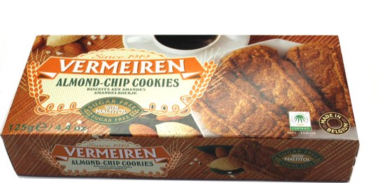 Biscuits Vermeiren Princeps aux morceaux d'amande - Sans sucre (9x125g)