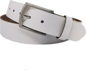 Witte riem dames/heren leer - Leren riem jeans Wit - Jeans riem - Taillemaat: 100- Brede riem wit - Riem spijkerbroek dames/heren