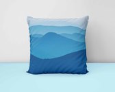 Sierkussen - Blauw landschap - Grafisch - Woon accessoire - 40 x 40 cm