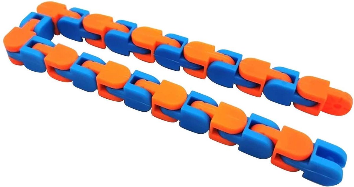 Wacky Tracks - Fidget Toys - Snake Puzzles - Ketting - Stressbestendig - Anti-Stress - Blauw/Oranje - Merkloos