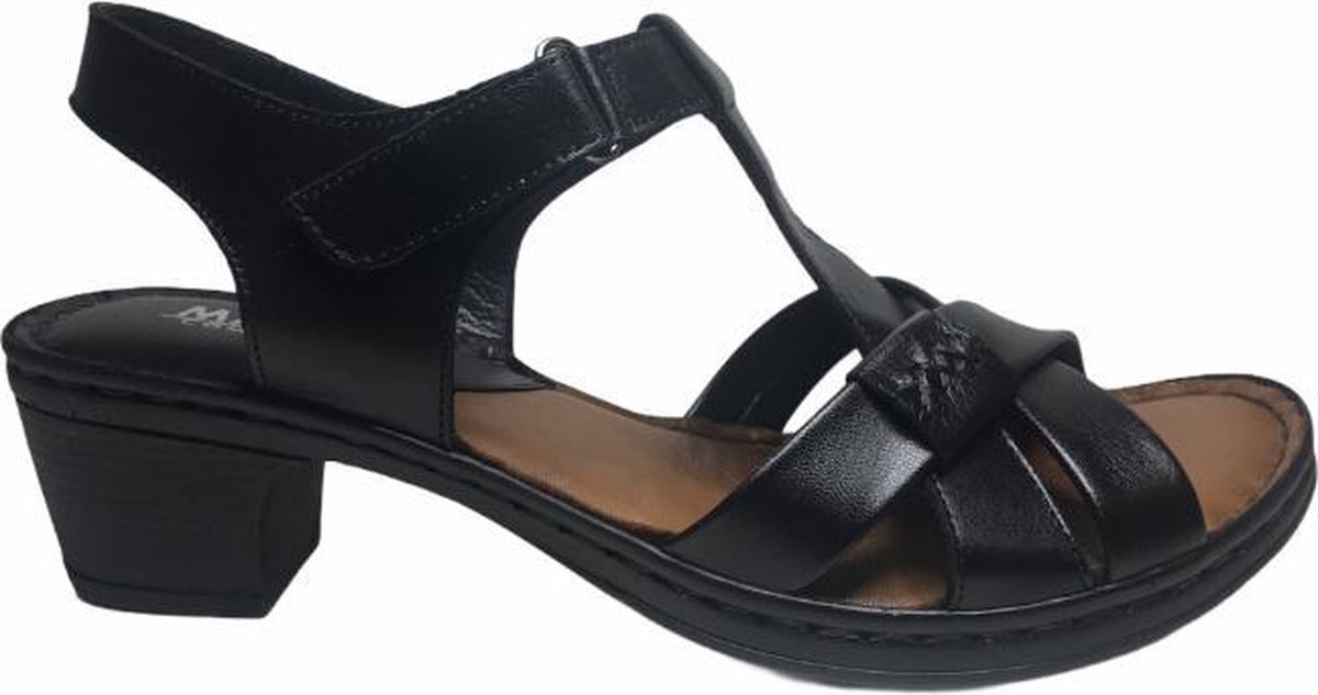Manlisa velcro 6 cm hakje lederen comfort sandalen S-103-S-064 zwart