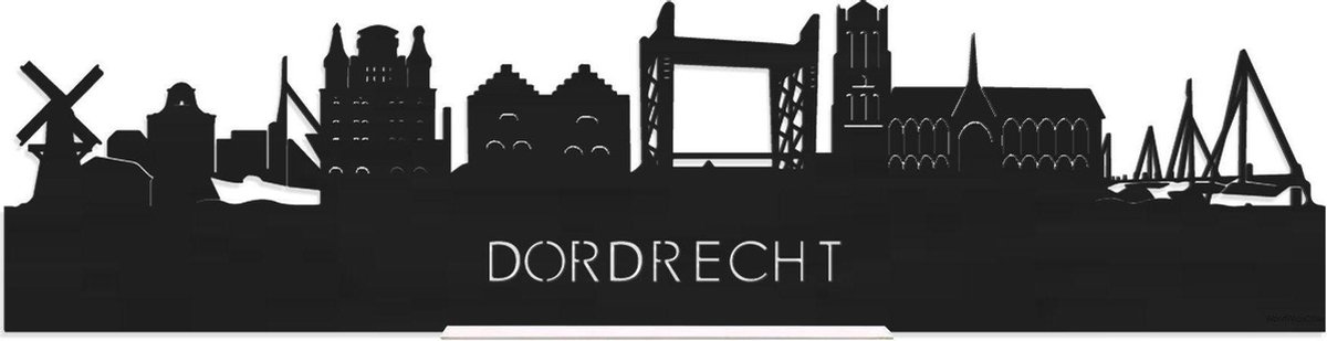 Standing Skyline Dordrecht Zwart hout - 40 cm - Woon decoratie om neer te zetten en om op te hangen - Meer steden beschikbaar - Cadeau voor hem - Cadeau voor haar - Jubileum - Verjaardag - Housewarming - Aandenken aan stad - WoodWideCities - Merkloos