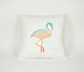 Kussen Geometrische Flamingo - Sierkussen - Dieren Decoratie - Kinderkamer - 45x45cm - Inclusief Vulling - PillowCity