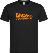 Zwart T shirt met Oranje logo " Back To Normal " print size XL