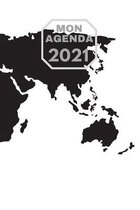 Agenda 2021 - Monde: Format Standard en Français - Thème monde voyage multicolore noir et blanc - Janvier à Décembre 2021 -Format pratique