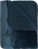 Elegant flanellen sherpa plaid / deken - perfect voor een koude avond - blauw - 130x170cm - ultra zacht - Knuffeldeken - warm woondeken - Oeko-Tex
