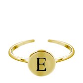 Zilveren ring alfabet verstelbaar goldplated - E