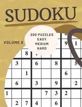 Sudoku 200 Puzzles Easy Medium Hard Volume 6: Sudoku For Adults - Answer Key Included