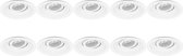 Spot Armatuur 10 Pack - Luxino Domy Pro - GU10 Fitting - Inbouw Rond - Mat Wit - Aluminium - Verdiept - Kantelbaar - Ø105mm