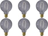 CALEX - LED Lamp 6 Pack - Nora Topaz G95 - E27 Fitting - Dimbaar - 4W - Warm Wit 2200K - Grijs