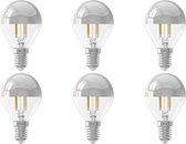 CALEX - LED Lamp 6 Pack - Kogelspiegellamp Filament P45 - E14 Fitting - 4W - Dimbaar - Warm Wit 2700K - Chroom