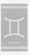 uit Turkije By Aquatolia Hamamdoek Gemini Zodiac - 100% Zacht Katoen - Strandlaken - Handdoek - Grijs - 100cm x 180cm - Originele hamamdoek uit Turkije