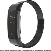 Zwart Milanees Bandje geschikt voor Fitbit Charge 2 – Maat: zie maatfoto – Milanese smartwatch strap - Polsbandje - Staal - RVS