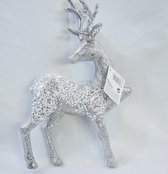 ZoeZo Design - Rendier - kerst decoratie - glitter - zilver - 32 x 20 x 8 cm - kunststof - kerstrendier