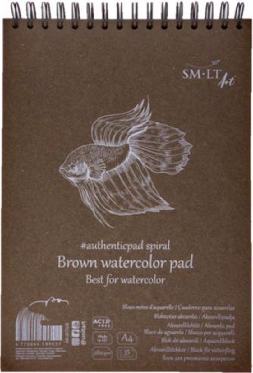 SMLT aquarel ringband A4 bruin 280gr 35 vel FSC papier.
