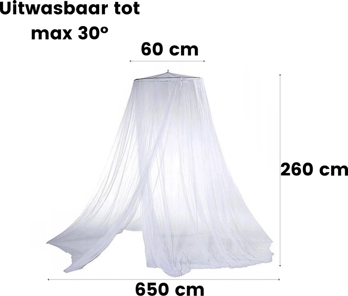 Klamboe Wit - Muskietennet - Hemeltje - Sluier Ledikant - Muggennet Baby - Mosquito Net