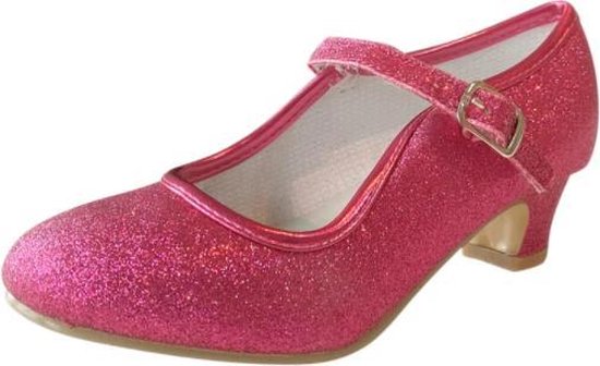 Spaanse Prinsessen schoenen fuchsia roze glitter maat 29 - binnenmaat 19 cm  -... | bol.com