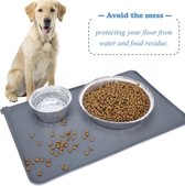 Placemat voor voerbak van hond of kat | Grijs siliconen | 48.5x30x05cm