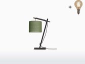 Lampe de table Good & Mojo - ANDES - Bamboe/ Lin - Zwart - Couleur du produit: Vert mousse / Produit avec ampoule: Oui