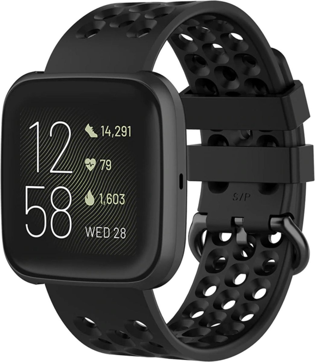 YPCd® Siliconen bandje - Fitbit Versa - Versa 2 - Versa Lite - Zwart - Small